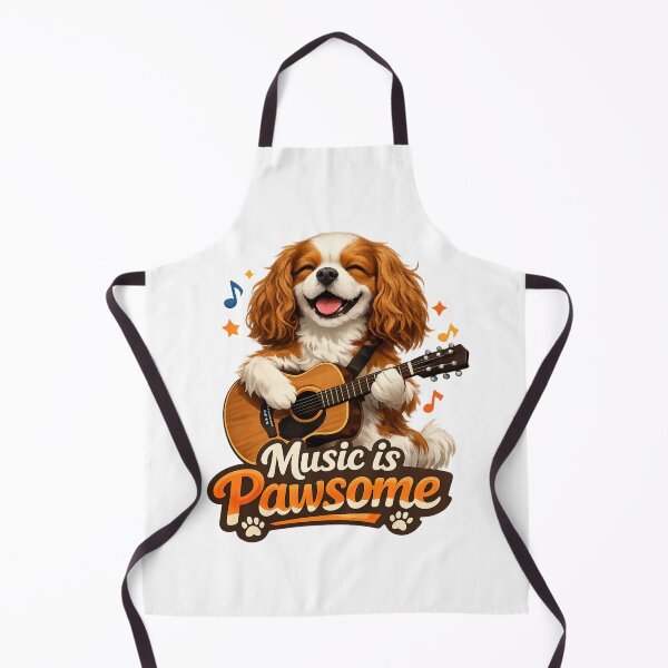 Item preview, Music is Pawsome Guitar Blenheim Cavalier designed and sold by SpottyRainbow.