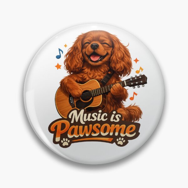 Item preview, Music is Pawsome Guitar Ruby Cavalier designed and sold by SpottyRainbow.