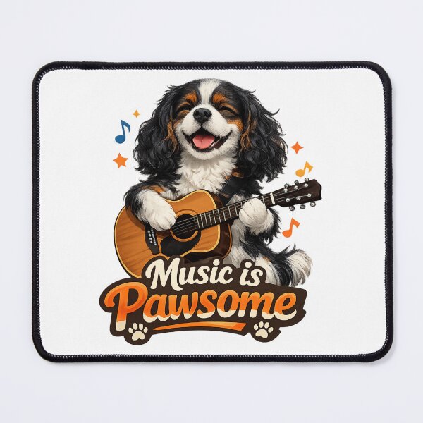 Item preview, Music is Pawsome Guitar Tri Cavalier designed and sold by SpottyRainbow.