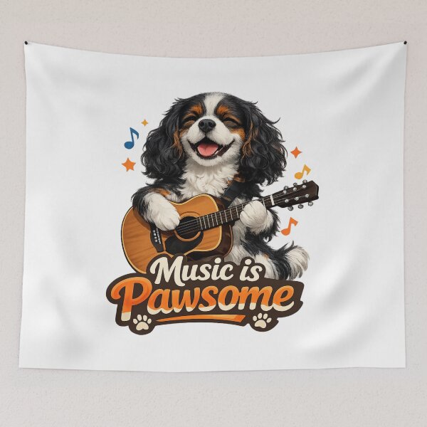 Item preview, Music is Pawsome Guitar Tri Cavalier designed and sold by SpottyRainbow.