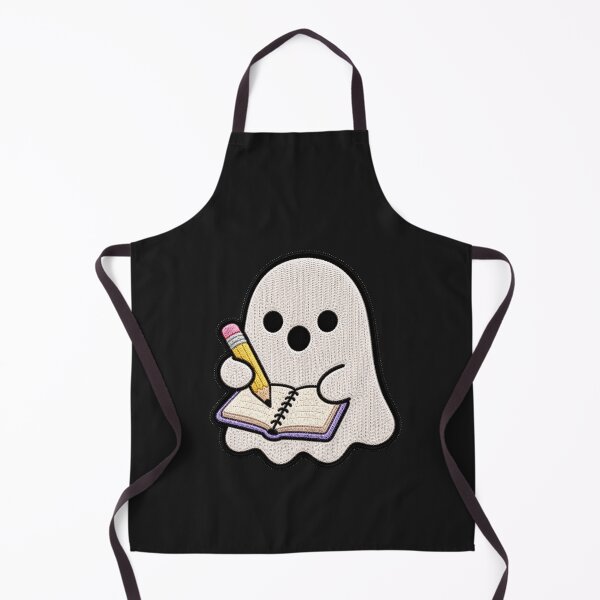Item preview, Cute Ghost Writing Notebook Kawaii Embroidery Patch Design designed and sold by ColorSplash123.