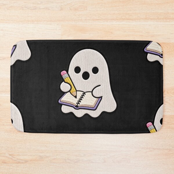 Item preview, Cute Ghost Writing Notebook Kawaii Embroidery Patch Design designed and sold by ColorSplash123.