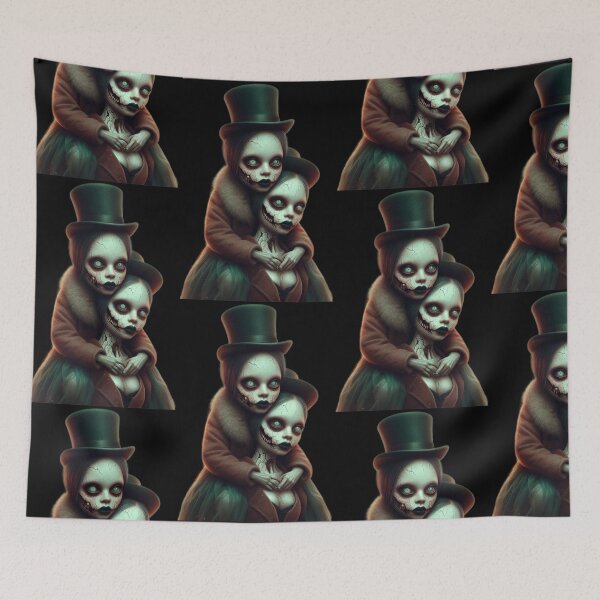 Item preview, Creepy Vintage Twins in Top Hats Gothic Horror Art designed and sold by LujziWorld.