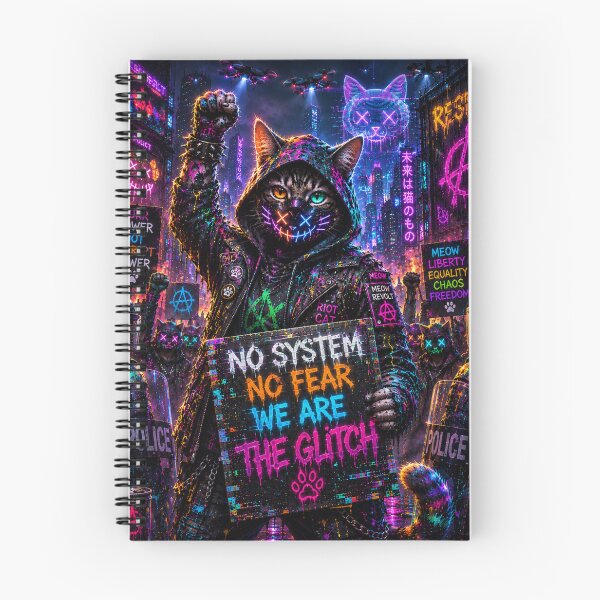 Item preview, Glitch Revolution Cat – Neon Cyberpunk Rebel Street Poster designed and sold by Neon Riot Studio.