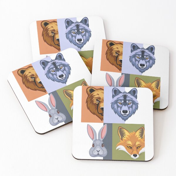 Item preview, Wildlife Panel Collage – Bear Wolf Rabbit Fox Tee designed and sold by Artify24.