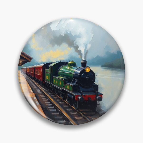 Item preview, A steam train at a railway station. designed and sold by oldMastersofart.