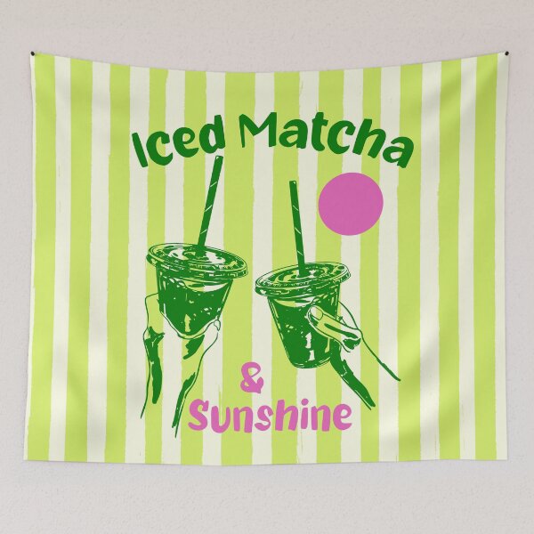 Item preview, Iced Matcha & Sunshine Summer Neon Preppy Stripes designed and sold by MaiZephyr.