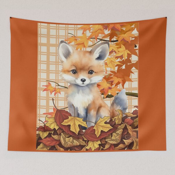 Item preview, Cute Baby Fox in Autumn Forest | Watercolor Woodland Fox | Fall Nature Design | Cozy Autumn Home Decor | Woodland Animal Art designed and sold by PureHopeStudio.