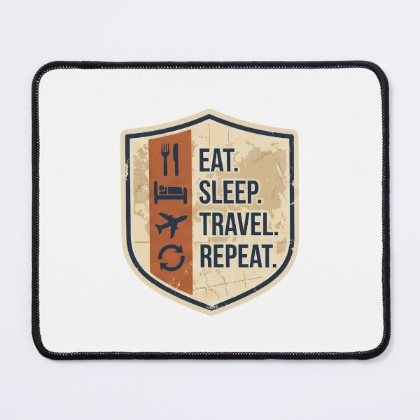 Item preview, Retro Eat Sleep Travel Repeat Vintage Shield Sticker- Laptop & Suitcase Stickers for Travelers designed and sold by asumintjapan1.