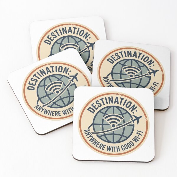 Item preview, Retro Destination Anywhere with Good Wi-Fi Travel Sticker- Laptop & Suitcase Stickers for Travelers designed and sold by asumintjapan1.