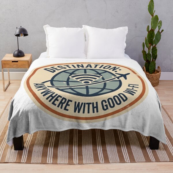Item preview, Retro Destination Anywhere with Good Wi-Fi Travel Sticker- Laptop & Suitcase Stickers for Travelers designed and sold by asumintjapan1.
