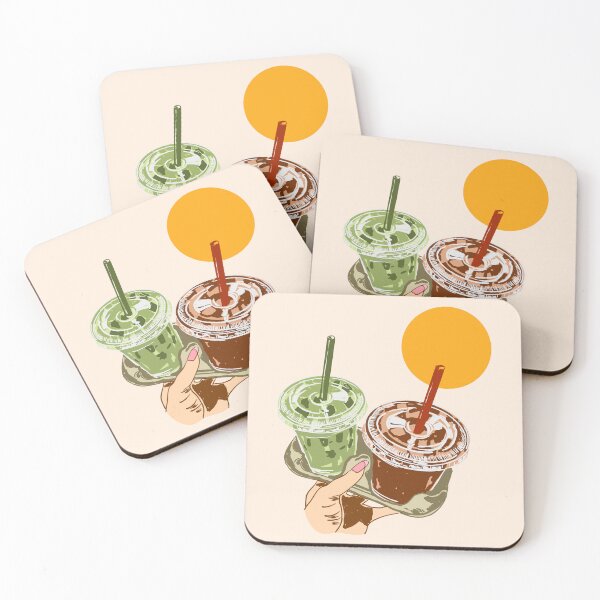 Item preview, Iced Coffee & Matcha Sunset Illustration designed and sold by MaiZephyr.