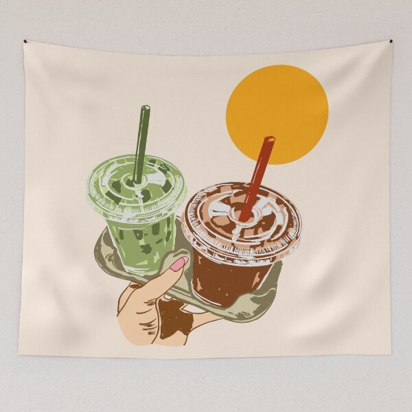 Item preview, Iced Coffee & Matcha Sunset Illustration designed and sold by MaiZephyr.