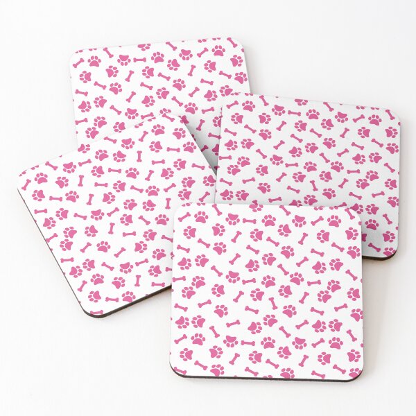 Item preview, White And Hot Pink Dog Paw And Bone Pattern designed and sold by pattern-archive.