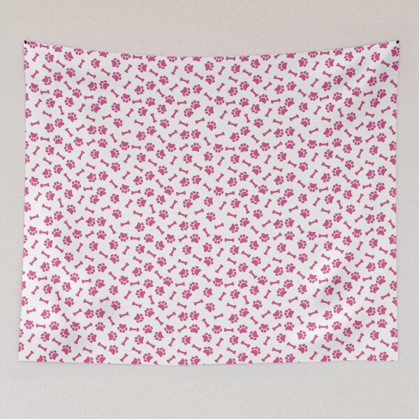 Item preview, White And Hot Pink Dog Paw And Bone Pattern designed and sold by pattern-archive.