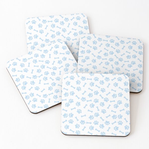 Item preview, White And Ice Blue Dog Paw And Bone Pattern designed and sold by pattern-archive.