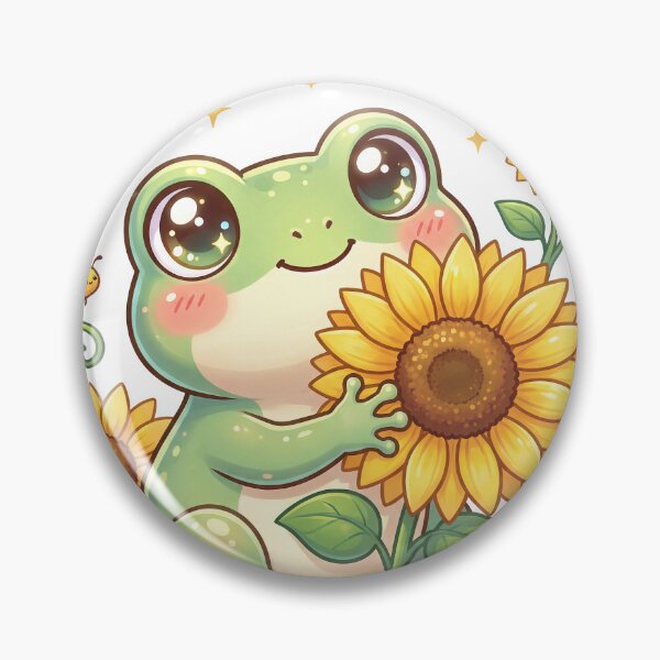 Item preview, Cute Frog Hugging Sunflower  Kawaii Summer Nature Sticker  Cottagecore Frog T-Shirt designed and sold by Him0227.