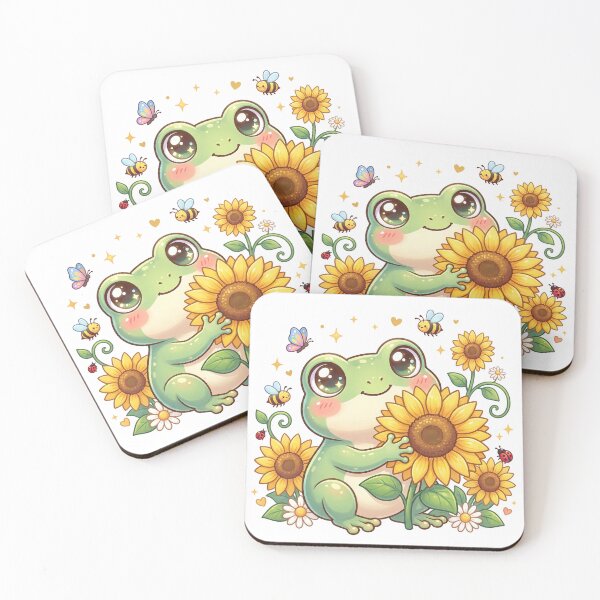 Item preview, Cute Frog Hugging Sunflower  Kawaii Summer Nature Sticker  Cottagecore Frog T-Shirt designed and sold by Him0227.