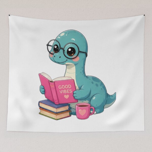 Item preview, Cute Bookworm Dinosaur Sticker designed and sold by DailyDoodlesBySumbul.