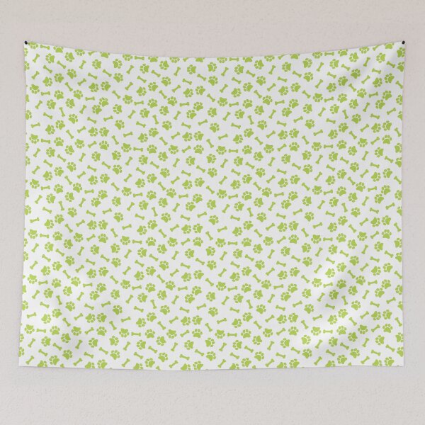 Item preview, White And Lime Dog Paw And Bone Pattern designed and sold by pattern-archive.