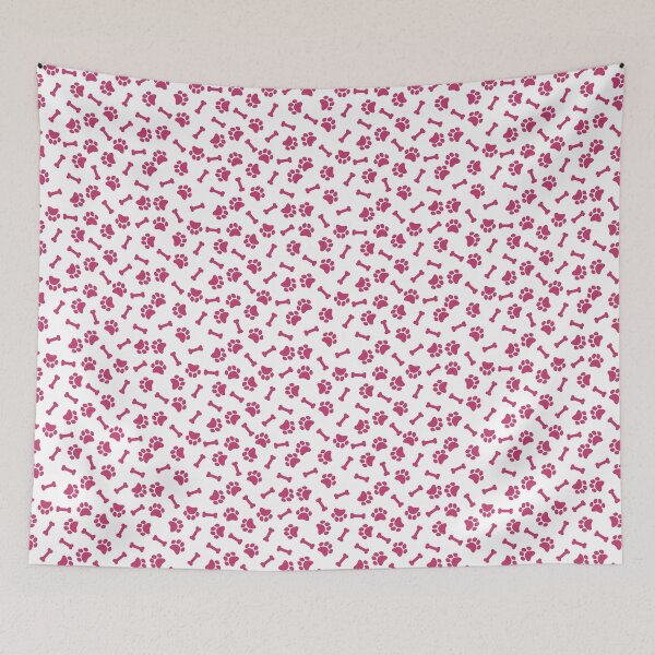 Item preview, White And Magenta Dog Paw And Bone Pattern designed and sold by pattern-archive.