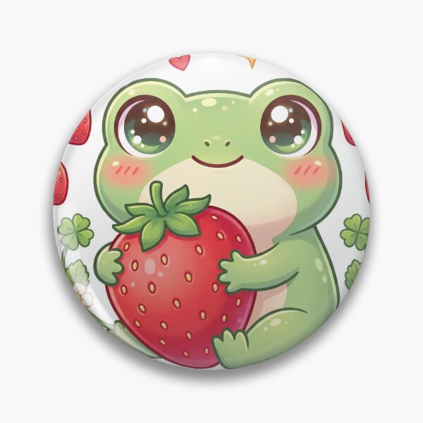 Item preview, Cute Frog Hugging Strawberry  Kawaii Fruit Animal Sticker  Cottagecore Frog T-Shirt designed and sold by Him0227.