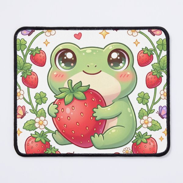 Item preview, Cute Frog Hugging Strawberry  Kawaii Fruit Animal Sticker  Cottagecore Frog T-Shirt designed and sold by Him0227.