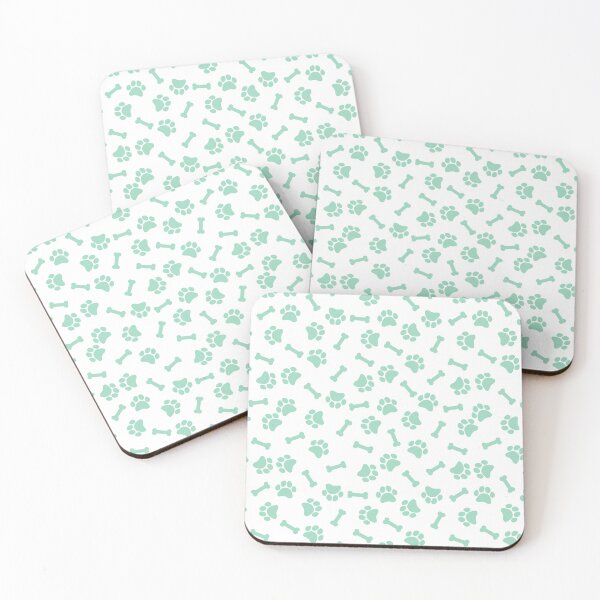 Item preview, White And Mint Dog Paw And Bone Pattern designed and sold by pattern-archive.