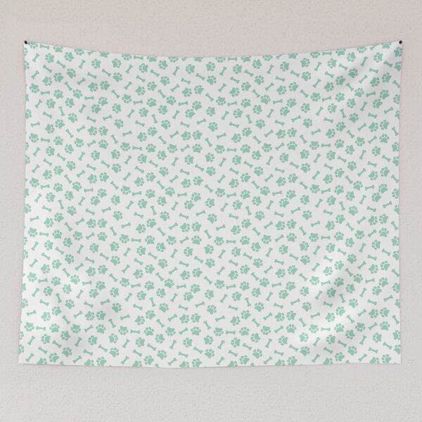 Item preview, White And Mint Dog Paw And Bone Pattern designed and sold by pattern-archive.