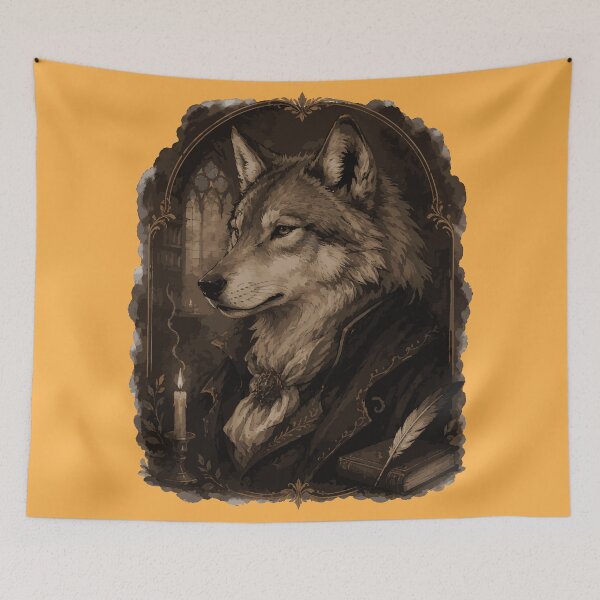 Item preview, Whispering Woods Dark Academia Wolf Ink Wash designed and sold by AbderraimArt.