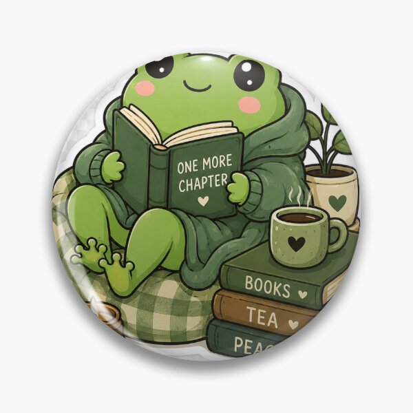 Item preview, One More Chapter Frog Sticker | Cute Book Lover Frog Reading Cozy Books & Tea designed and sold by GenZStickerHub1.