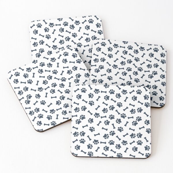 Item preview, White And Navy Dog Paw And Bone Pattern designed and sold by pattern-archive.