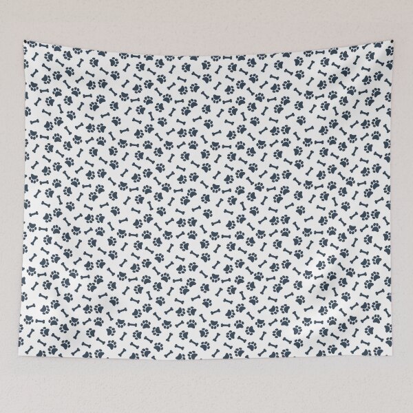 Item preview, White And Navy Dog Paw And Bone Pattern designed and sold by pattern-archive.