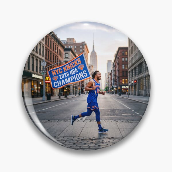 Item preview, Jalen Brunson Running With Knicks Banner In NYC designed and sold by Home Decor Art.