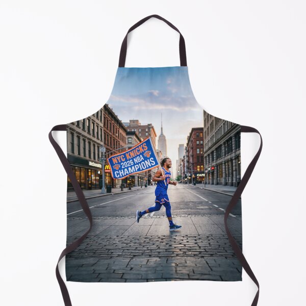 Item preview, Jalen Brunson Running With Knicks Banner In NYC designed and sold by Home Decor Art.