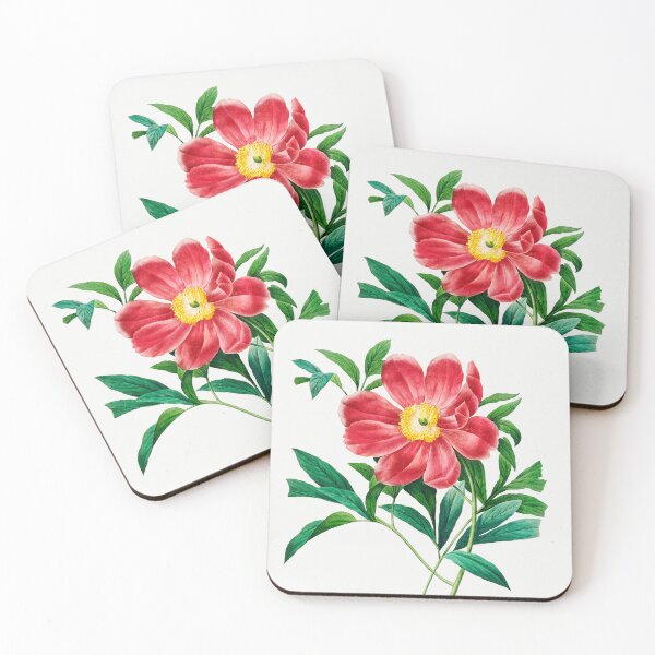 Item preview, Red Peony Flowers Vintage Botanical Illustration designed and sold by TheRetroArtRoom.