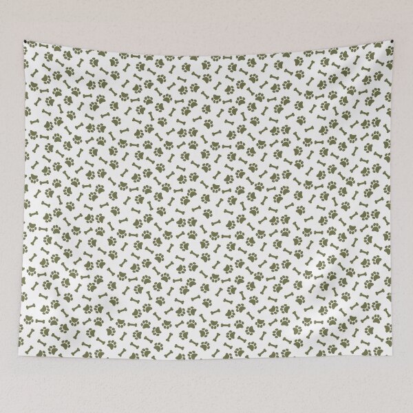 Item preview, White And Olive Dog Paw And Bone Pattern designed and sold by pattern-archive.