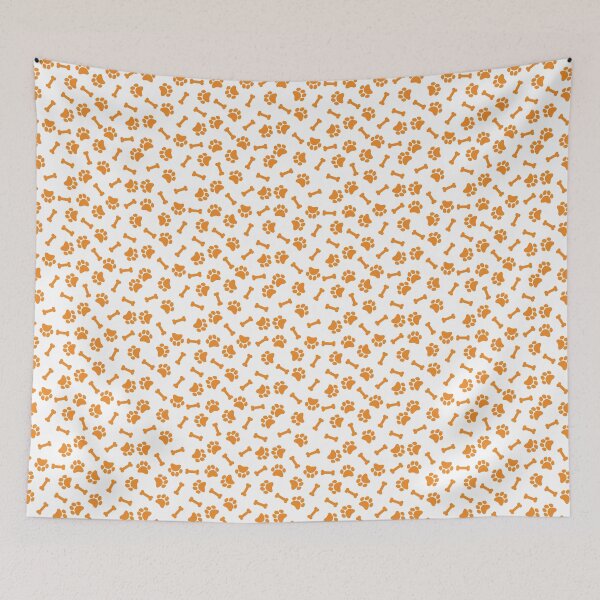 Item preview, White And Orange Dog Paw And Bone Pattern designed and sold by pattern-archive.