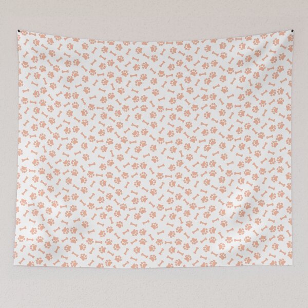 Item preview, White And Peach Dog Paw And Bone Pattern designed and sold by pattern-archive.