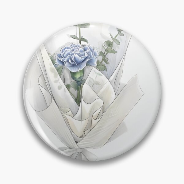 Item preview, Single Blue Carnation Bouquet Illustration designed and sold by ​Pastel Botanica.