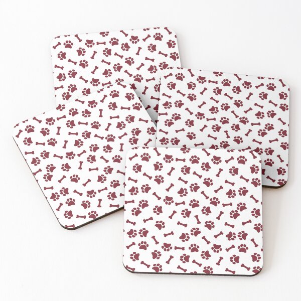 Item preview, White And Red Dog Paw And Bone Pattern designed and sold by pattern-archive.
