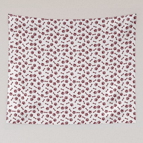 Item preview, White And Red Dog Paw And Bone Pattern designed and sold by pattern-archive.