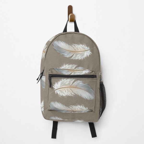Item preview, Boho White Feathers on Dark Taupe | Elegant Feather Design | Neutral Bohemian Home Decor | Minimalist Nature Art | Modern rustic style designed and sold by PureHopeStudio.
