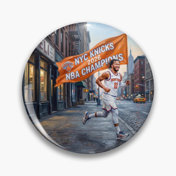 Item preview, Jalen Brunson Running With Knicks Banner In NYC designed and sold by Home Decor Art.