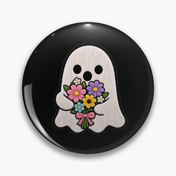 Item preview, Cute Ghost Flower Kawaii Embroidery Patch Design designed and sold by ColorSplash123.