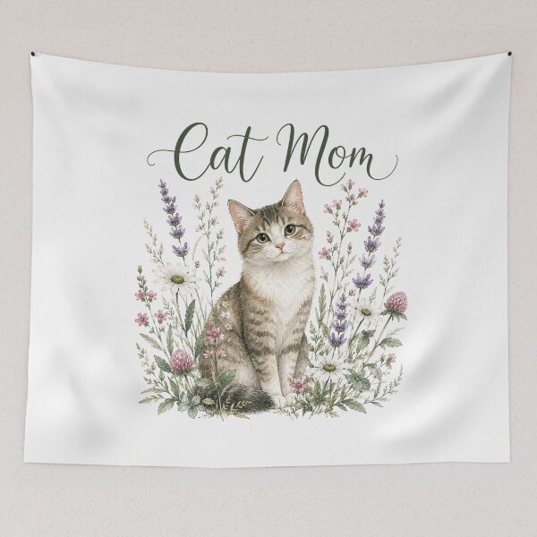 Item preview, Cat Mom Floral — Botanical Cat Lover Gift for Her designed and sold by DreamelleStudio.