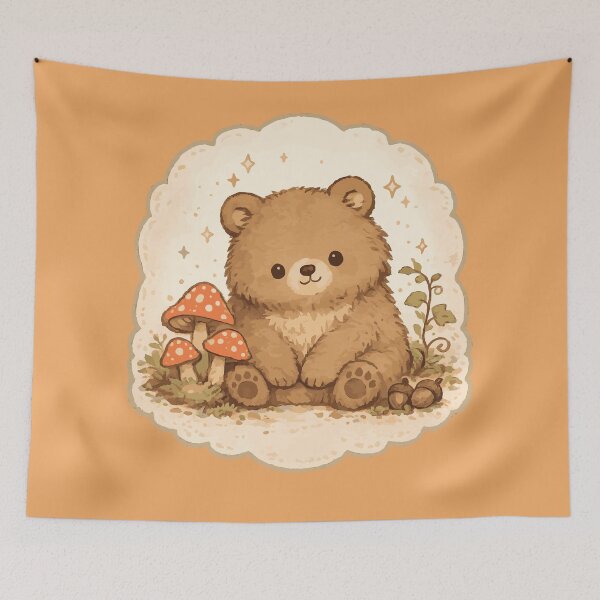 Item preview, Goblincore Cottage Bear Hand Drawn Portrait designed and sold by AbderraimArt.
