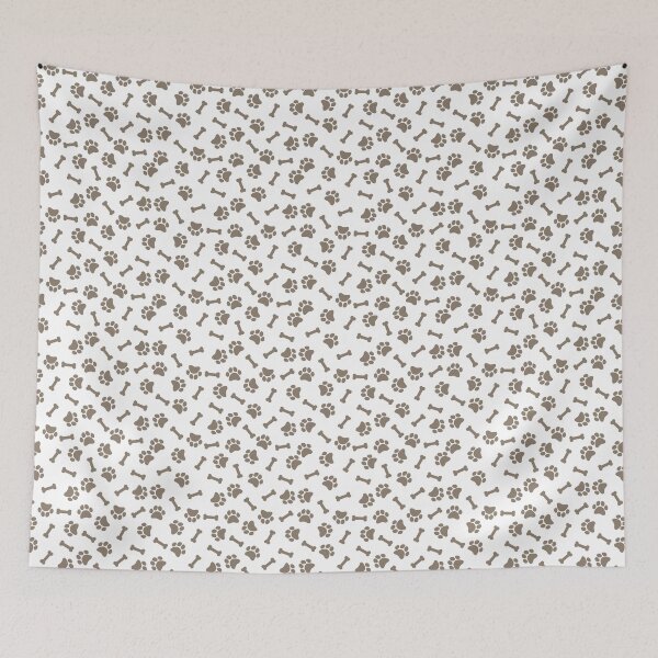 Item preview, White And Taupe Dog Paw And Bone Pattern designed and sold by pattern-archive.