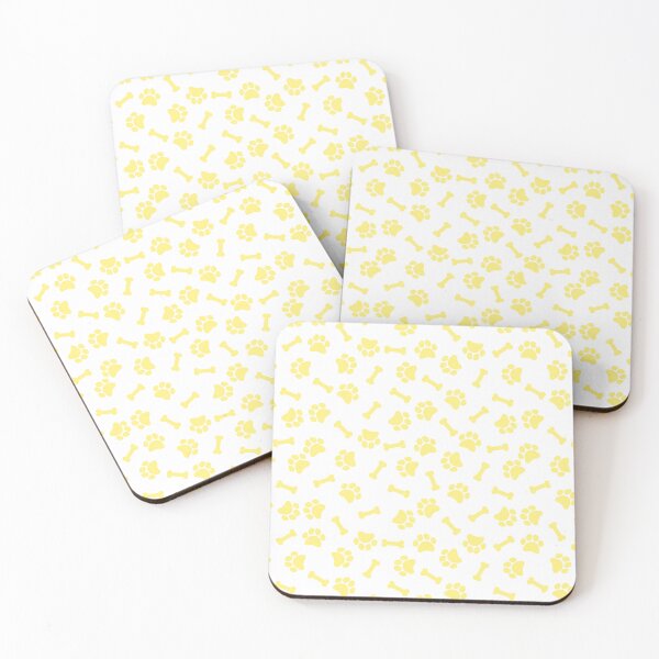 Item preview, White And Yellow Dog Paw And Bone Pattern designed and sold by pattern-archive.