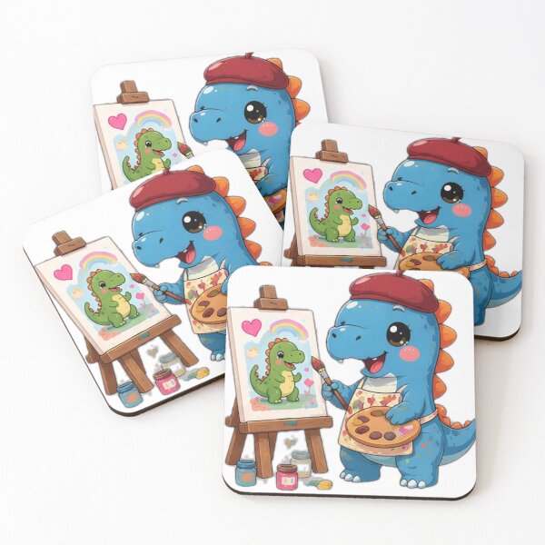 Item preview, Cute Baby Dinosaur Artist Painting designed and sold by DailyDoodlesBySumbul.